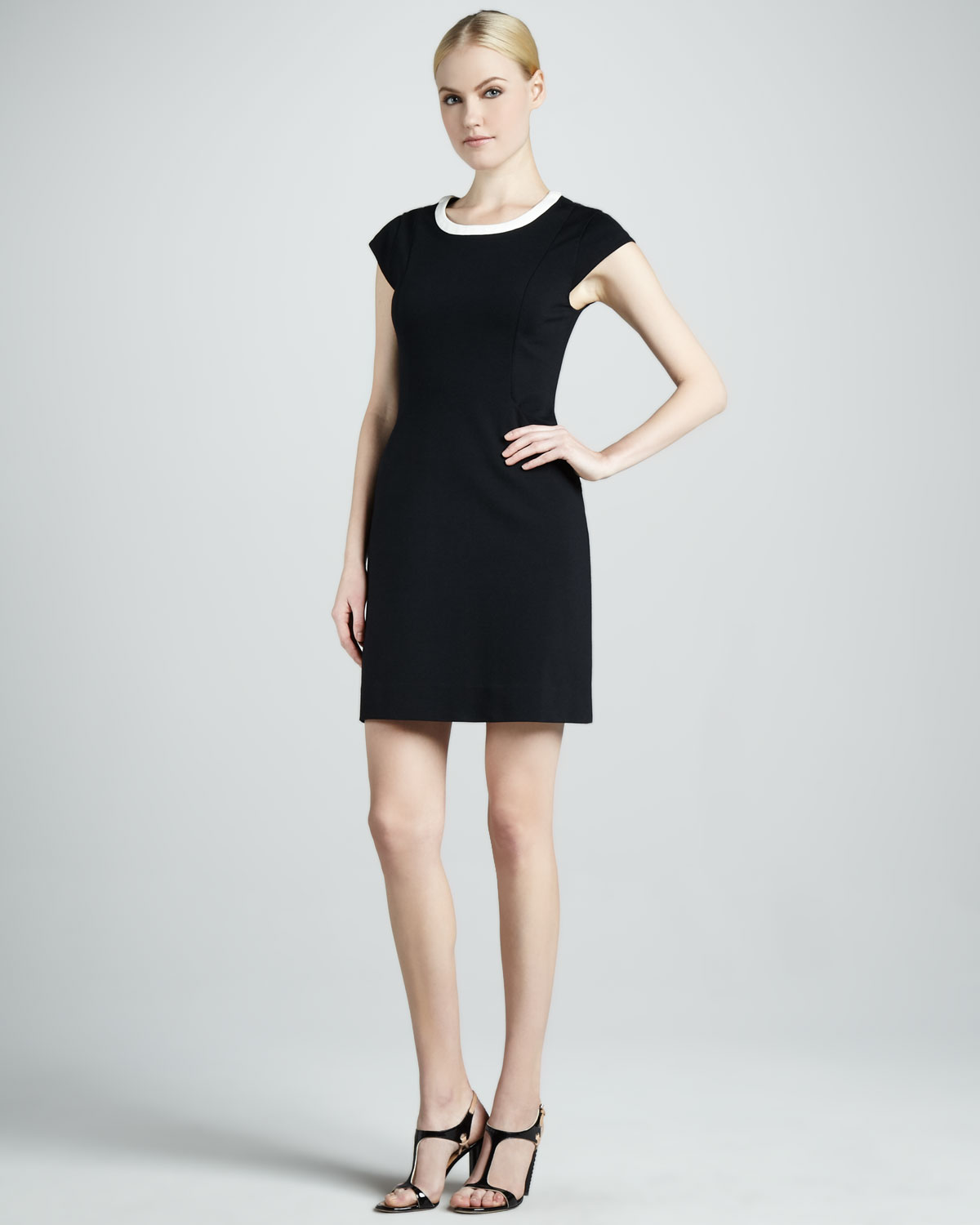 Lyst - Kate spade new york Daria Capsleeve Colorblock Dress in Black