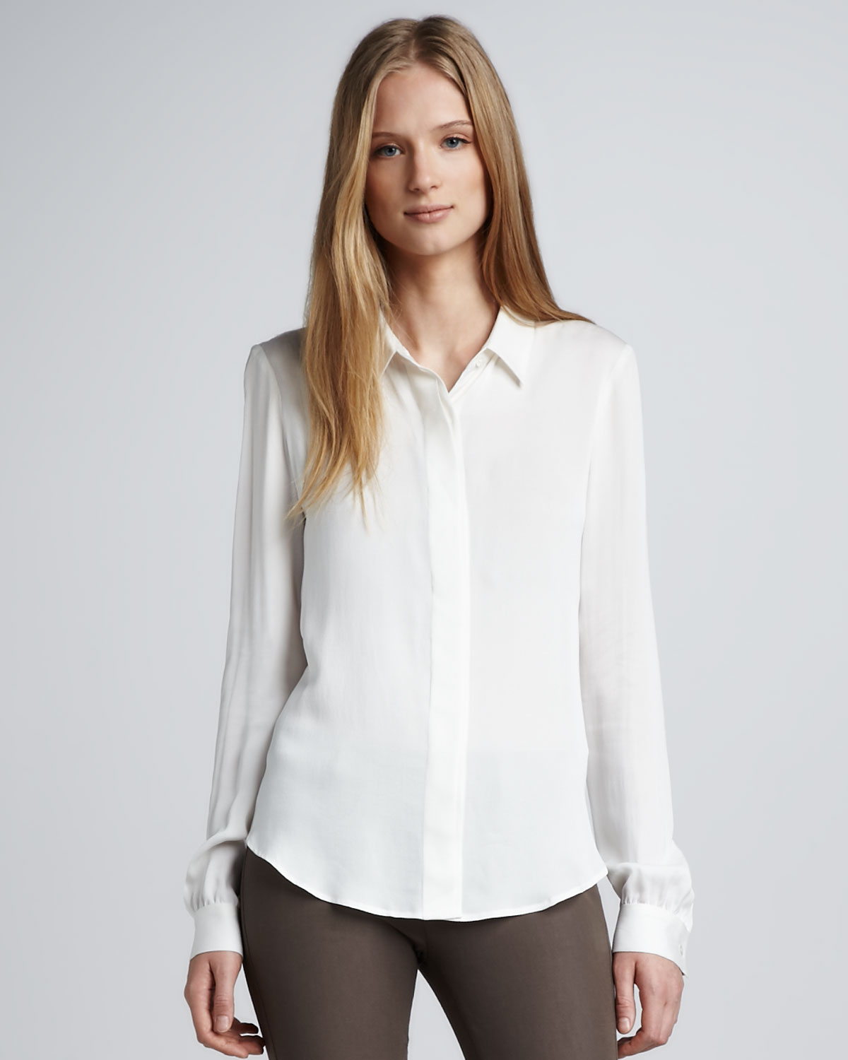 Theory Silk Blouse in White | Lyst