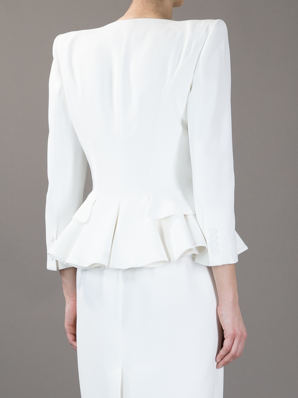 Alexander mcqueen Peplum Hem Jacket in White (ivory) | Lyst