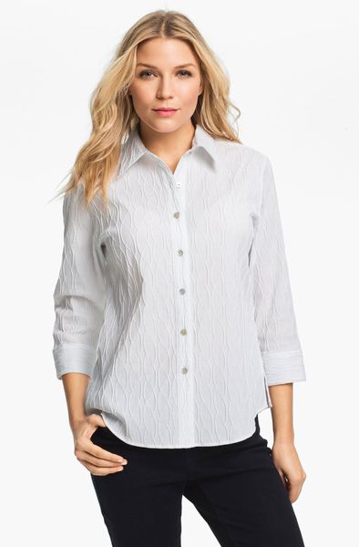Foxcroft Textured Shirt in White | Lyst