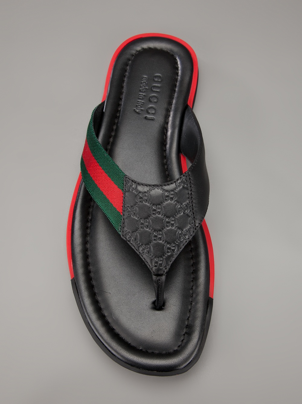 Lyst - Gucci Stripe Detail Flip Flops in Black for Men