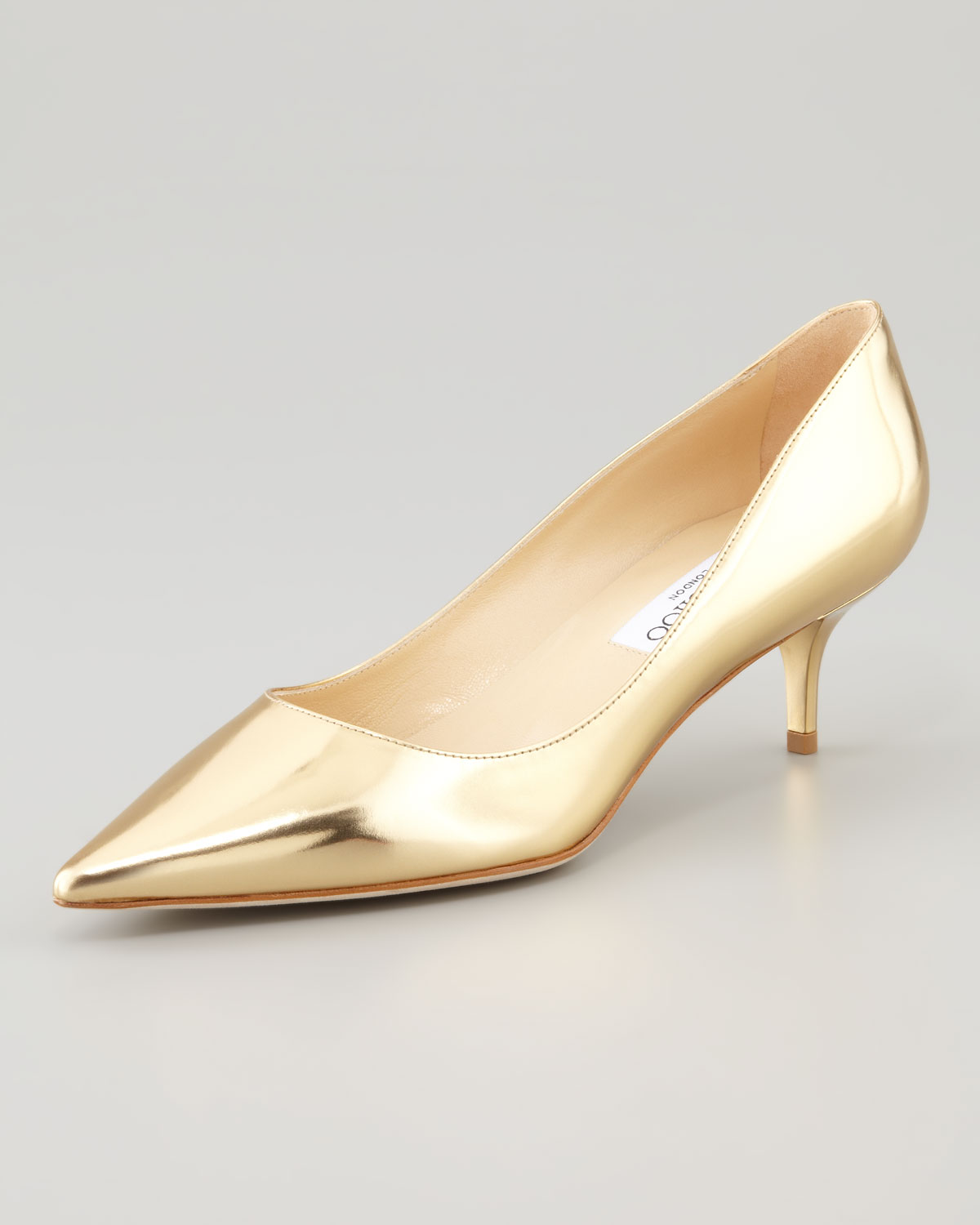 Jimmy Choo Aza Lowheel Metallic Pump Gold in Gold | Lyst