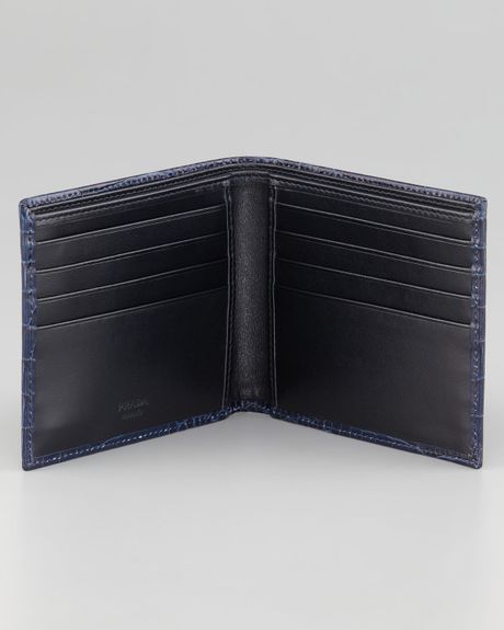 Prada Crocodileembossed Wallet in Blue for Men (navy) | Lyst
