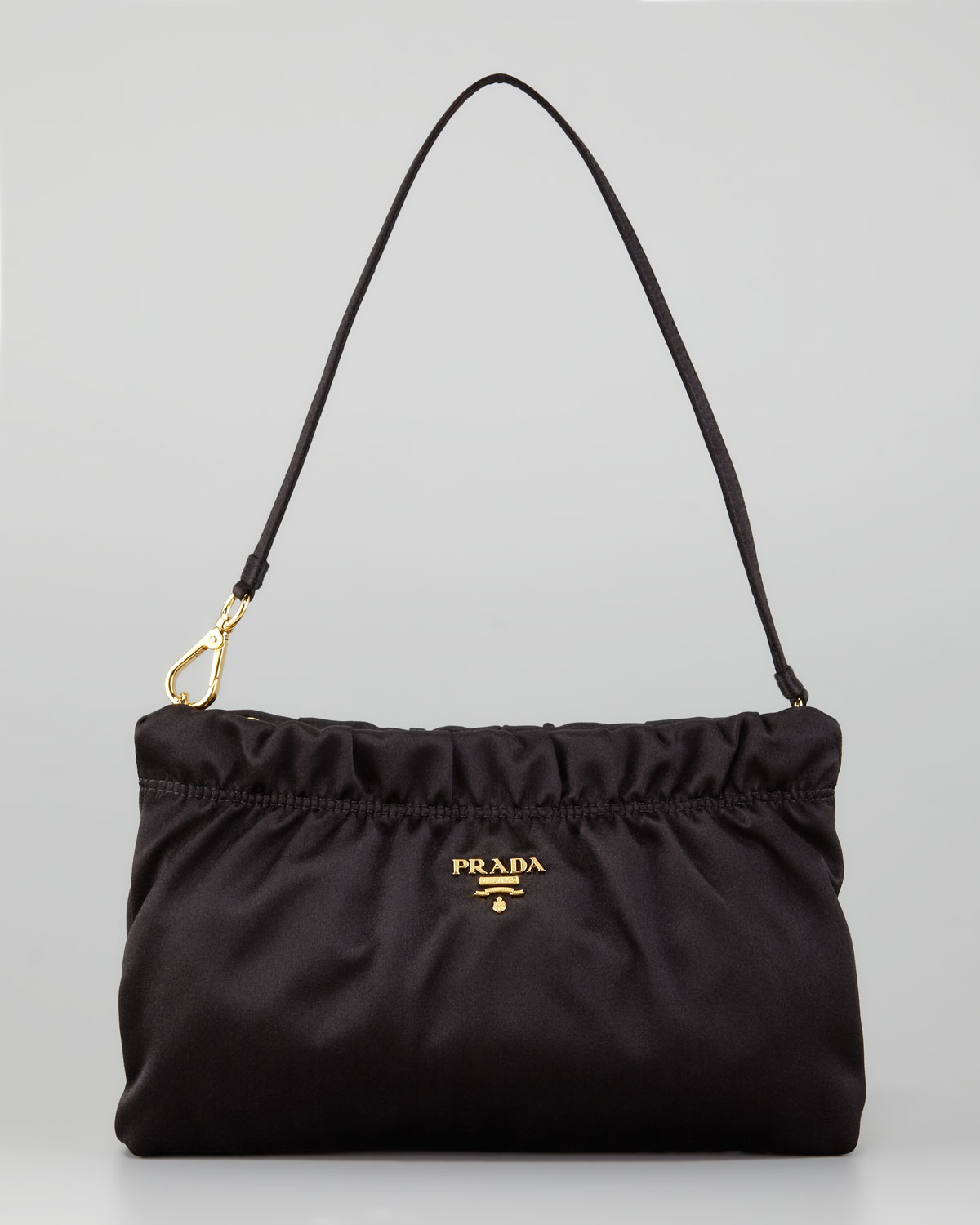 Prada Ruched Satin Small Shoulder Bag in Black (nero) | Lyst  