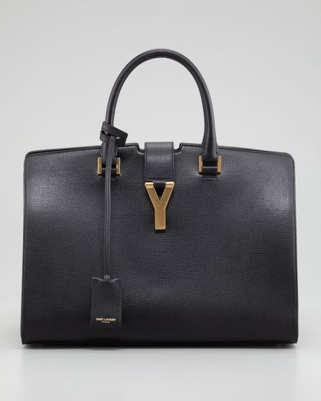 Saint Laurent Cabas Chyc Medium Textured Bag in Black | Lyst