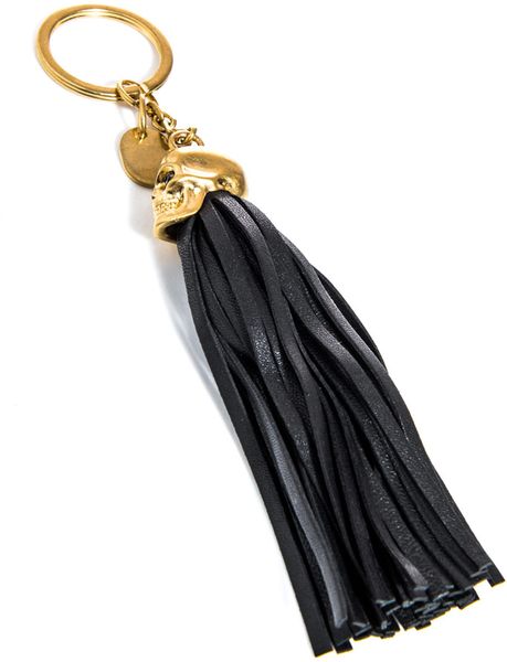 Alexander Mcqueen Skull and Tassel Key Ring in Gold for Men | Lyst