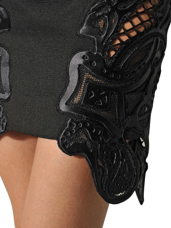Lyst Ktz Tweed Skirt with Lace Embroidery in Black