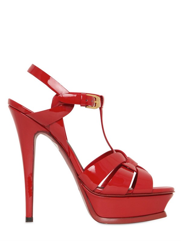 Lyst - Saint Laurent 140mm Tribute Patent Leather Sandals in Red