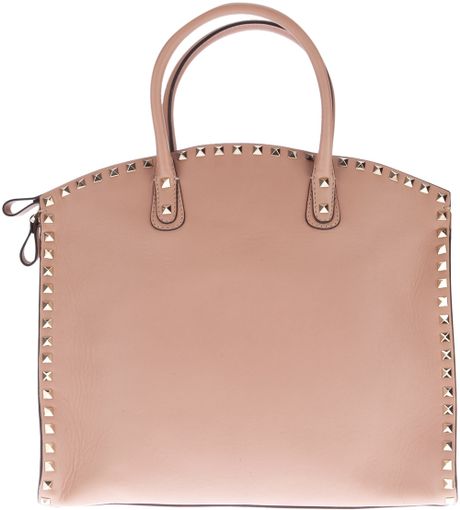 Valentino Studded Tote Bag in Beige (pink) | Lyst