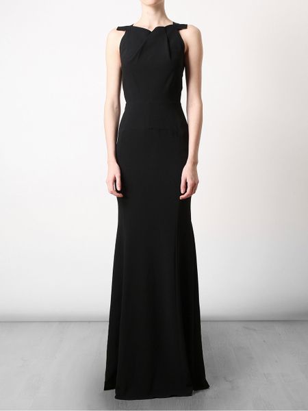 Roland Mouret Codrington Pleated Stretch Crepe Gown in Black | Lyst