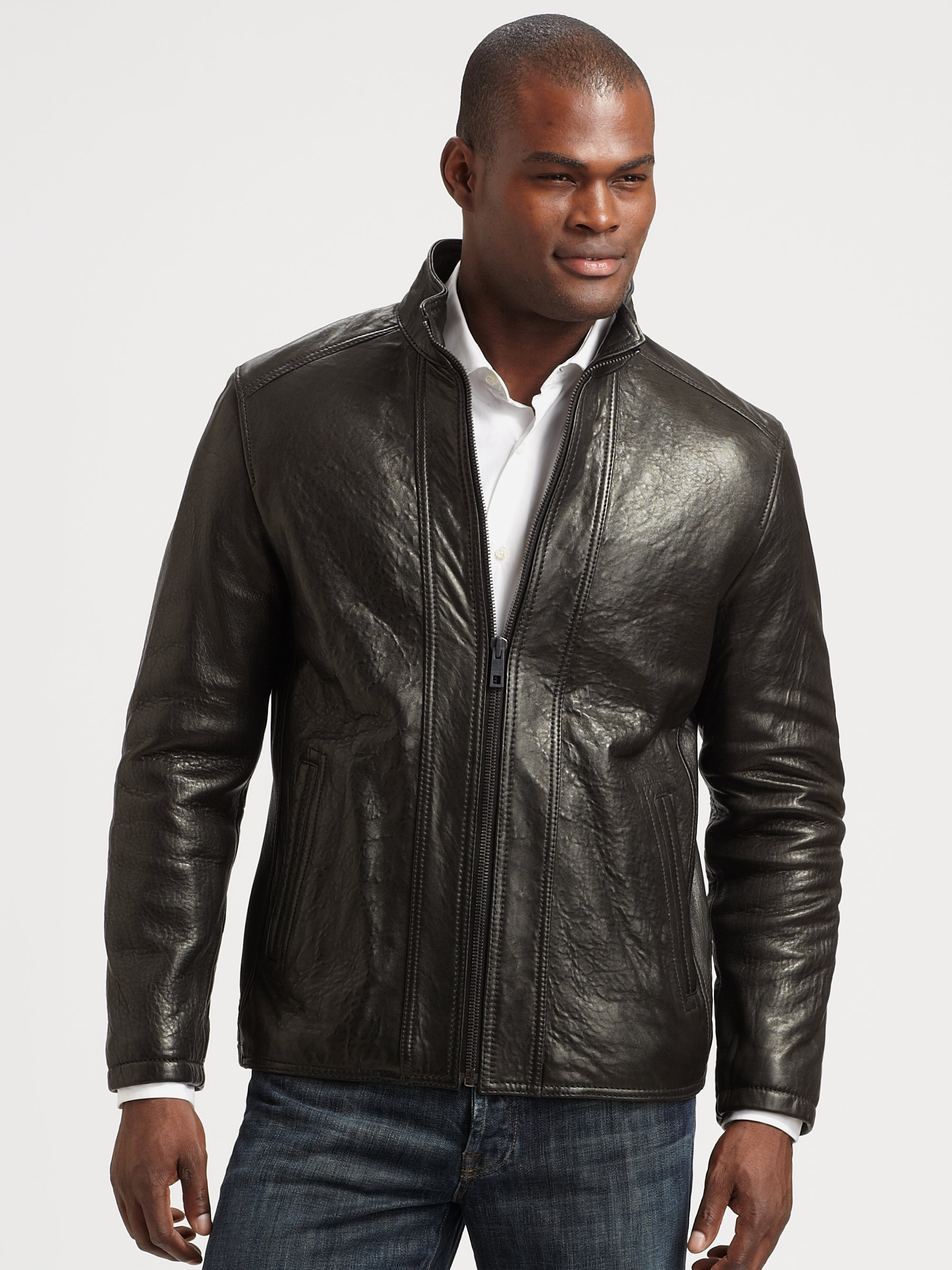 Lyst Andrew Marc French Rugged Leather Jacket  in Black  