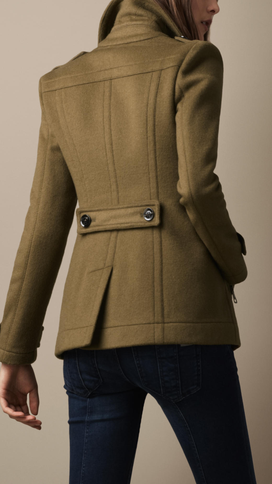 Lyst Burberry Brit Toggle Detail Pea Coat in Green