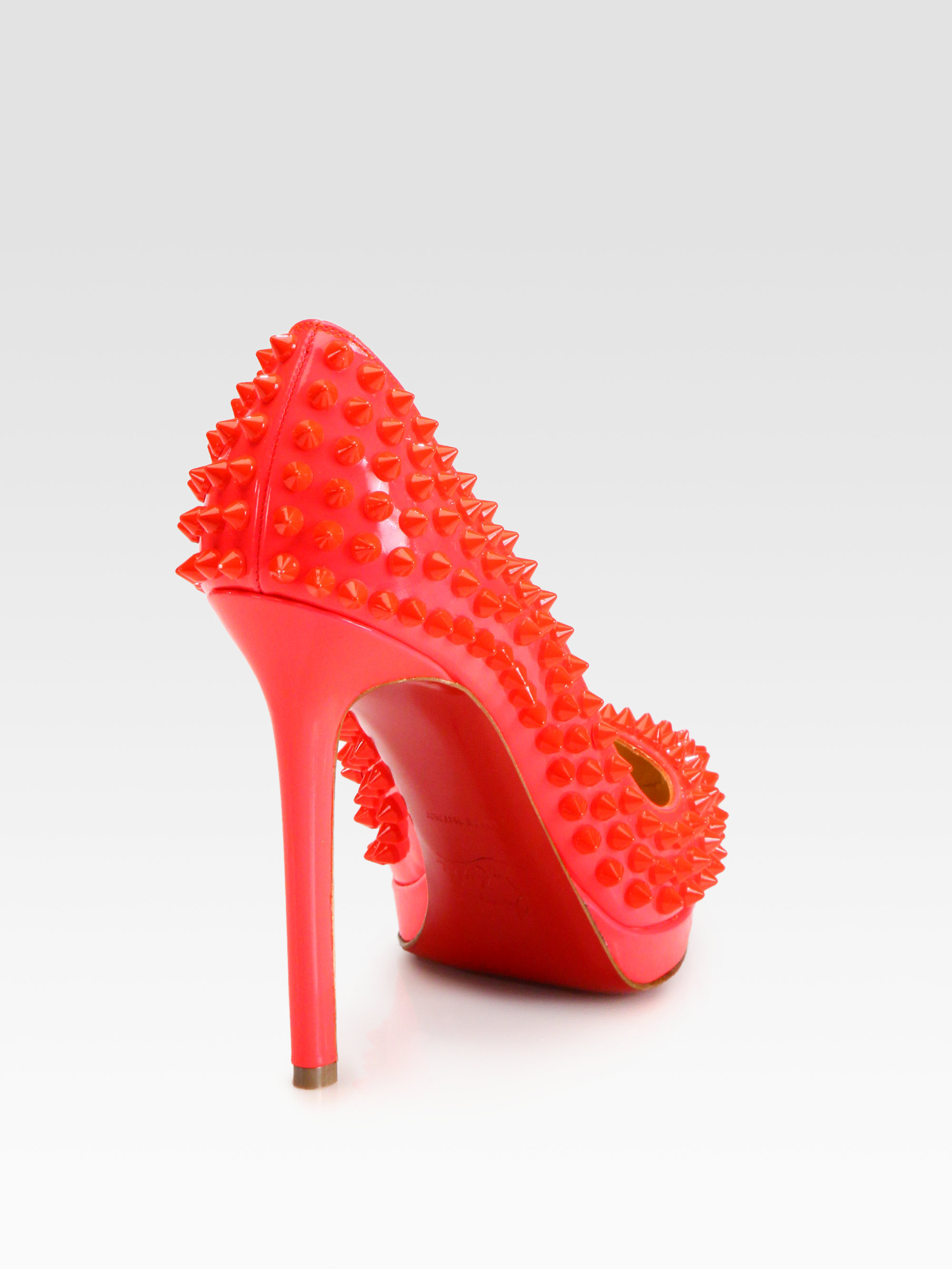 Christian louboutin Pigalle Plato Spiked Patent Leather Pumps in ...  
