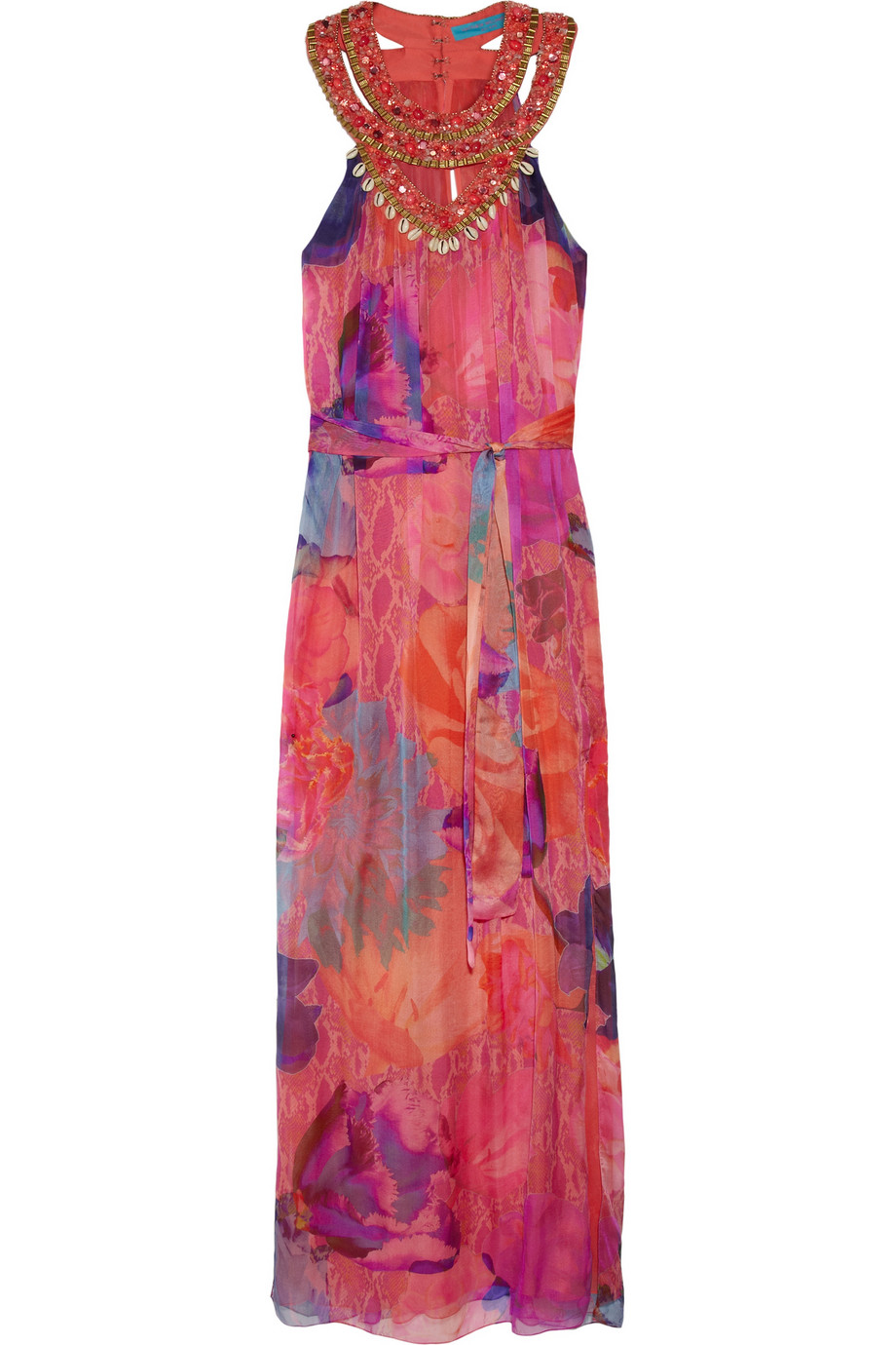 Matthew Williamson Embellished Silk Gown in Pink (multicolored) | Lyst