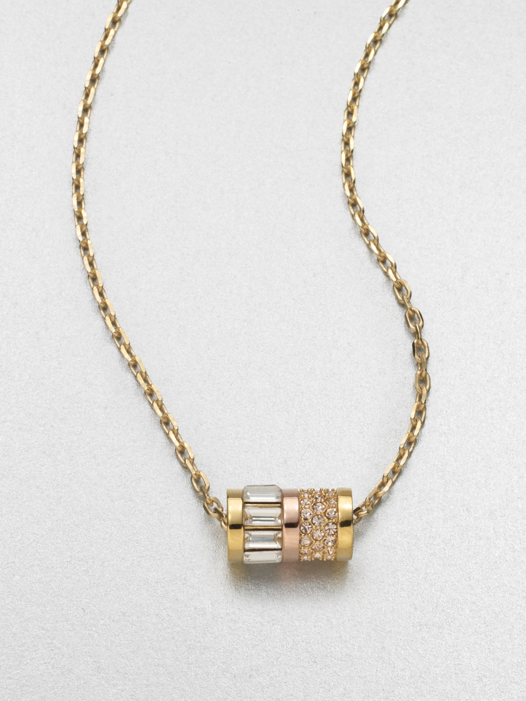 Lyst Michael Kors Barrel Pendant Necklace in Metallic