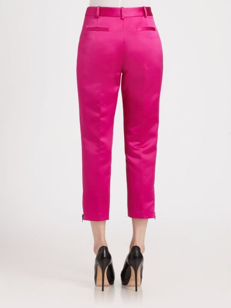 Milly Satin Ankle Zip Pants in Pink (fuschia) | Lyst