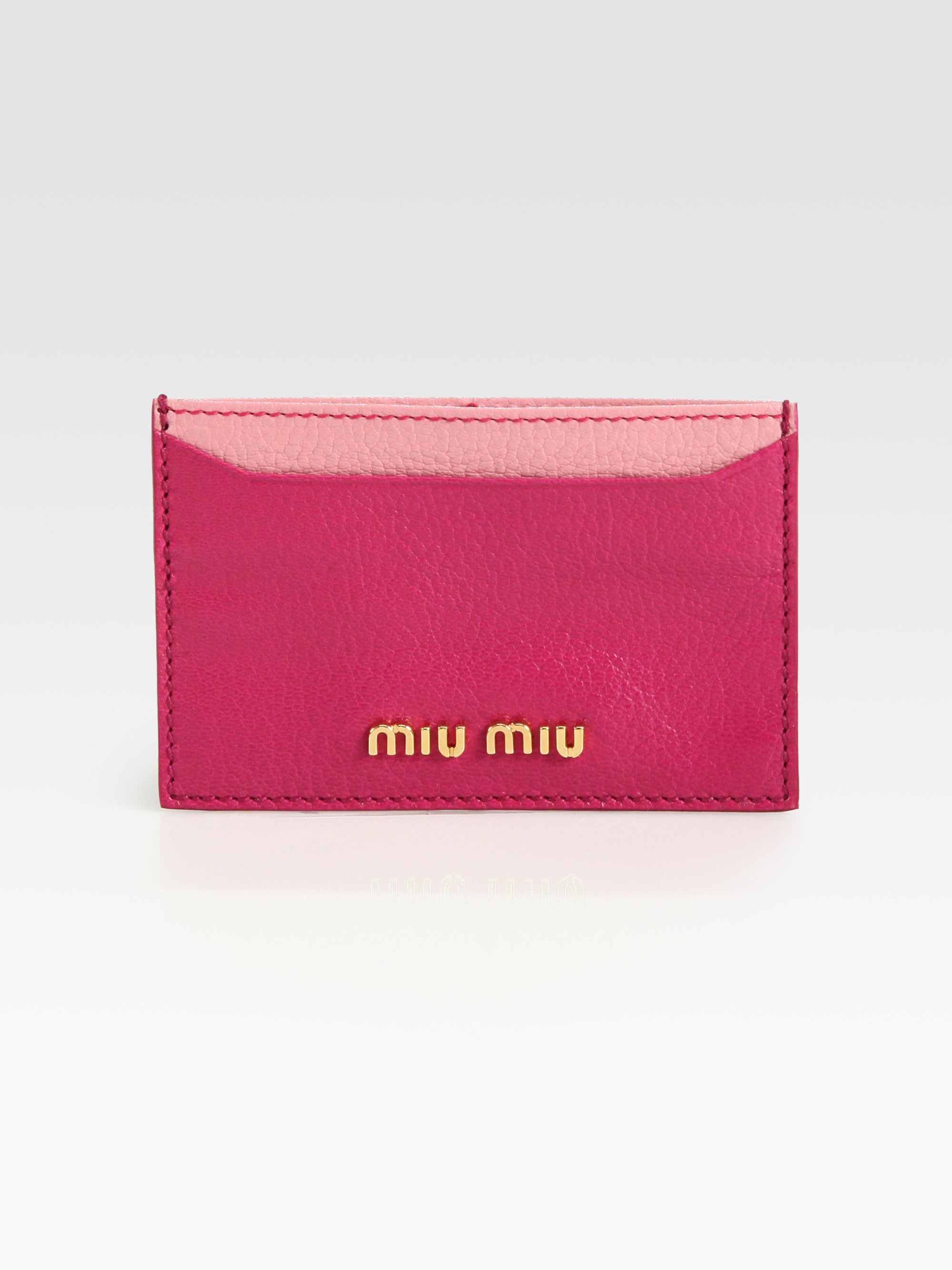 Miu Miu Madras Bicolor Card Case in Pink | Lyst