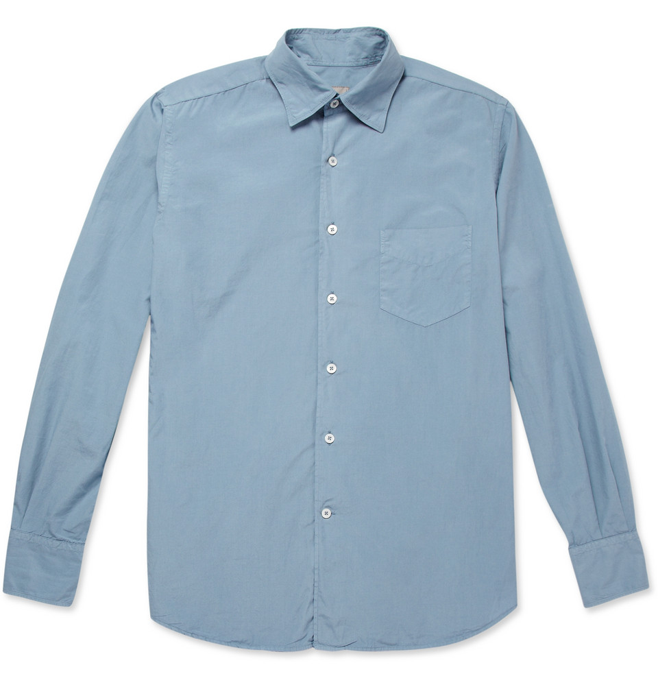 Canali Washed Cotton poplin Shirt in Blue for Men | Lyst
