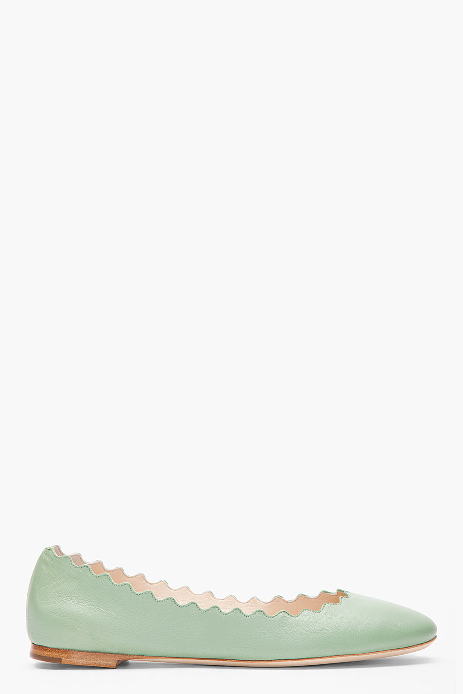 Lyst Chloé Hand Finished Scalloped Ballerina Flats in Green