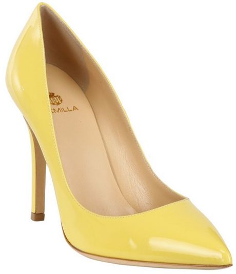 Semilla 100mm Patent Pointed Toe Pumps in Yellow | Lyst