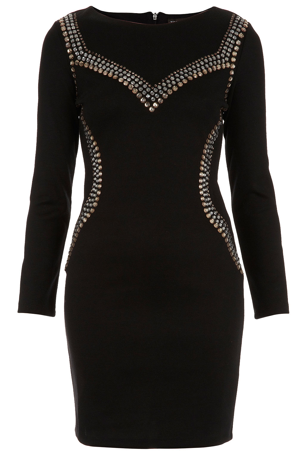 Lyst - Topshop Pattern Embellished Bodycon Dress in Black