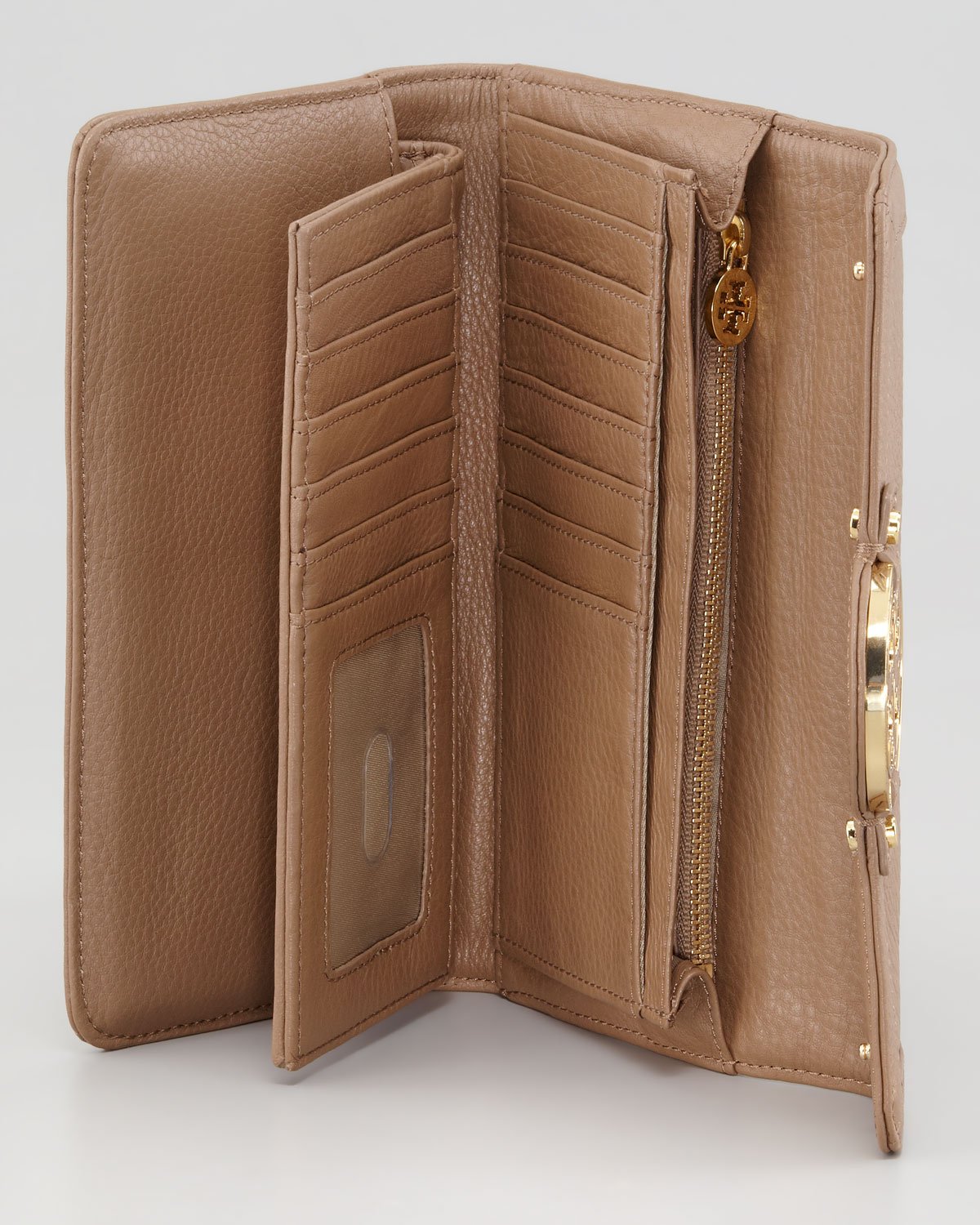 Tory burch Amanda Checkbook Wallet in Brown (black) | Lyst