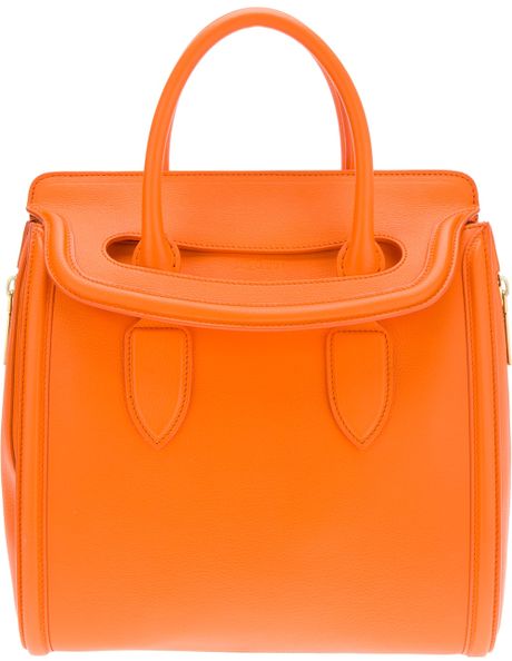 Alexander Mcqueen Medium Heronie Bag in Orange - Lyst