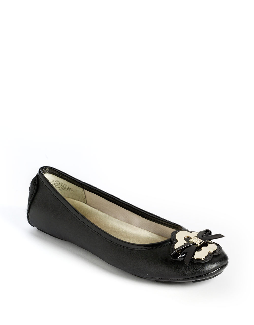 Anne Klein Bassin Ballet Flats in Black (black leather) | Lyst