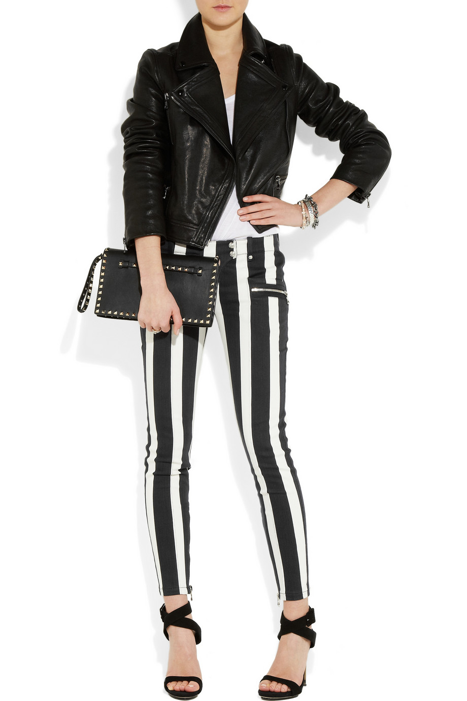 balmain striped jeans