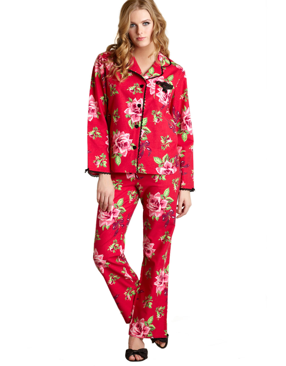 Betsey johnson Twopiece Flannel Pajama Set in Red | Lyst