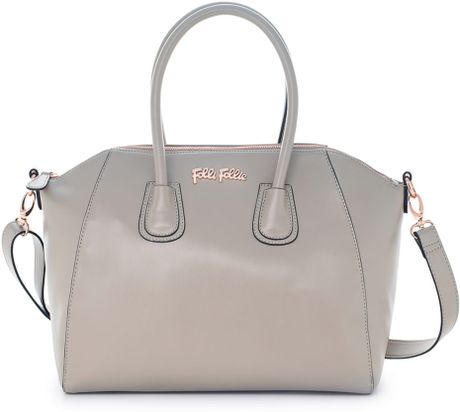 Folli Follie K Vintage Large Grey Satchel Handbag in Gray (warm grey ...