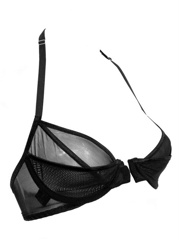 Lyst Lascivious Halter Neck Mesh Bra in Black