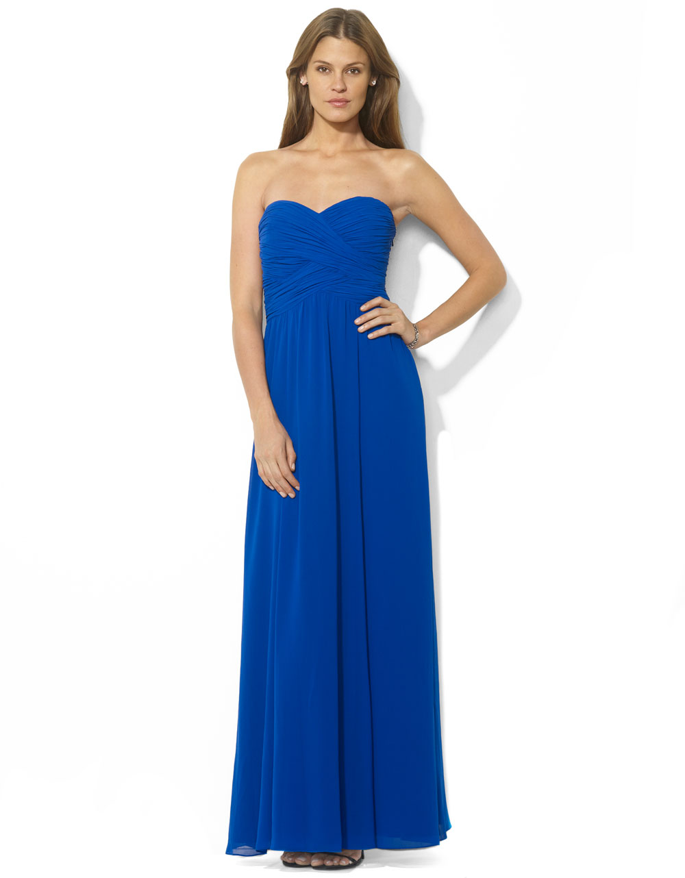 Lauren By Ralph Lauren Floorlength Strapless Gown in Blue (vibrant bl ...