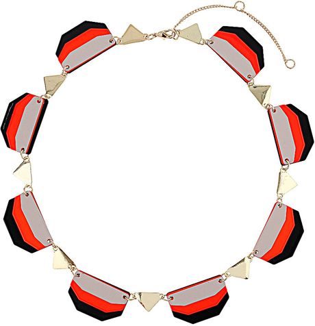 Topshop Bauhaus Collar Necklace in Multicolor (coral) | Lyst