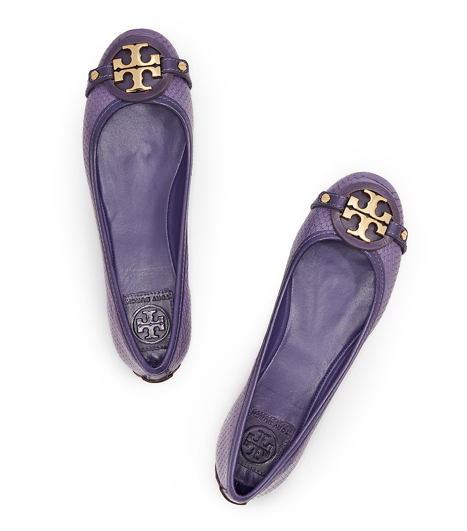 Shoeniverse: Half Price Designer Steal - TORY BURCH Purple Snake Printed  Aaden Ballet Flats