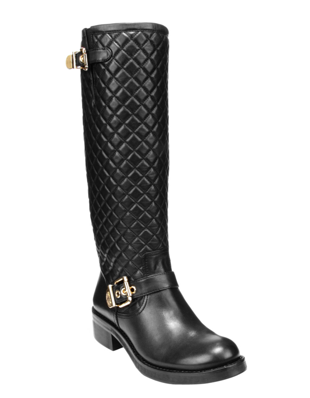 quilted tall black boots