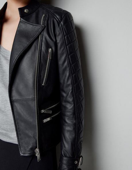 Zara Biker Jacket with Buckles in Black | Lyst