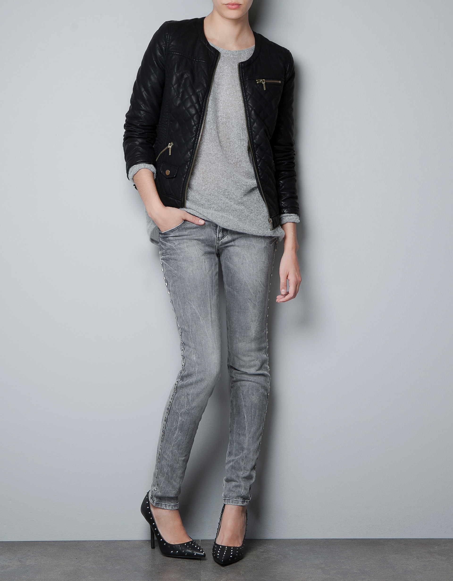 Black Quilted Leather Jacket Zara Modern Fashion Photo Blog Black Quilted Leather Jacket Zara