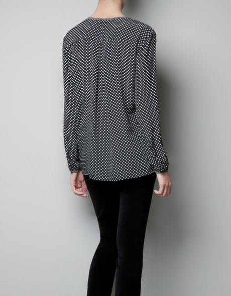 Zara Star-Print Blouse in Gray (black) | Lyst