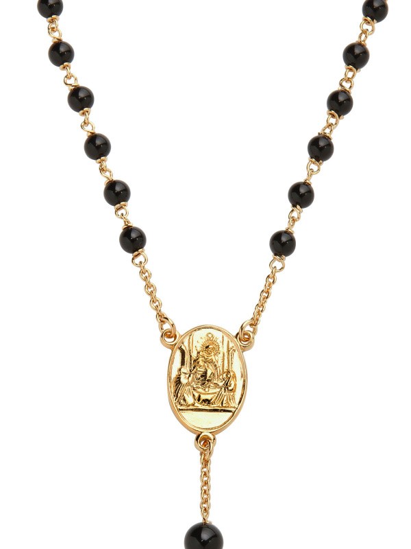 Dolce & Gabbana Gold and Black Onyx Rosary Necklace for Men - Lyst