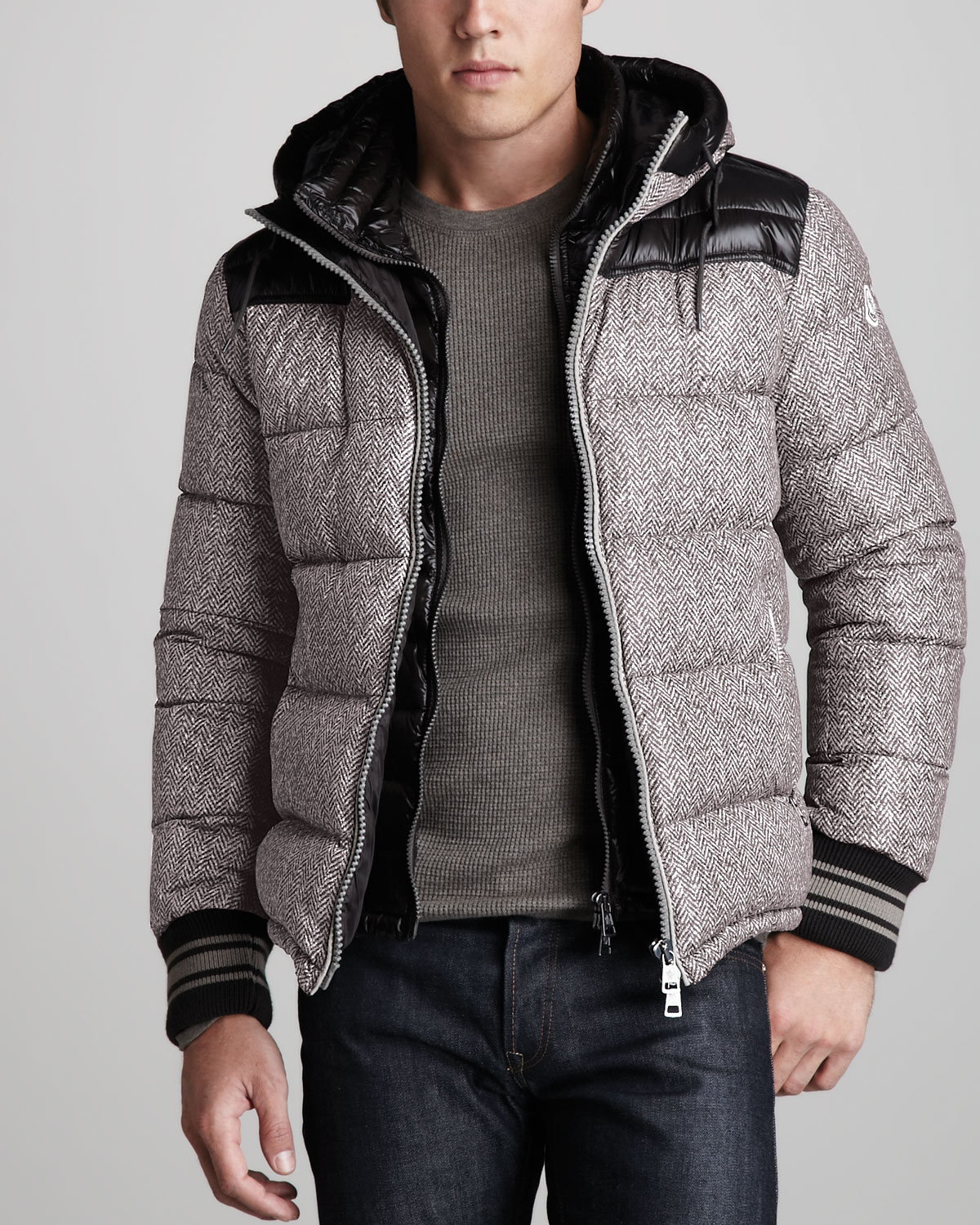 Lyst - Moncler Eusebe Hooded Bomber Jacket in Gray for Men