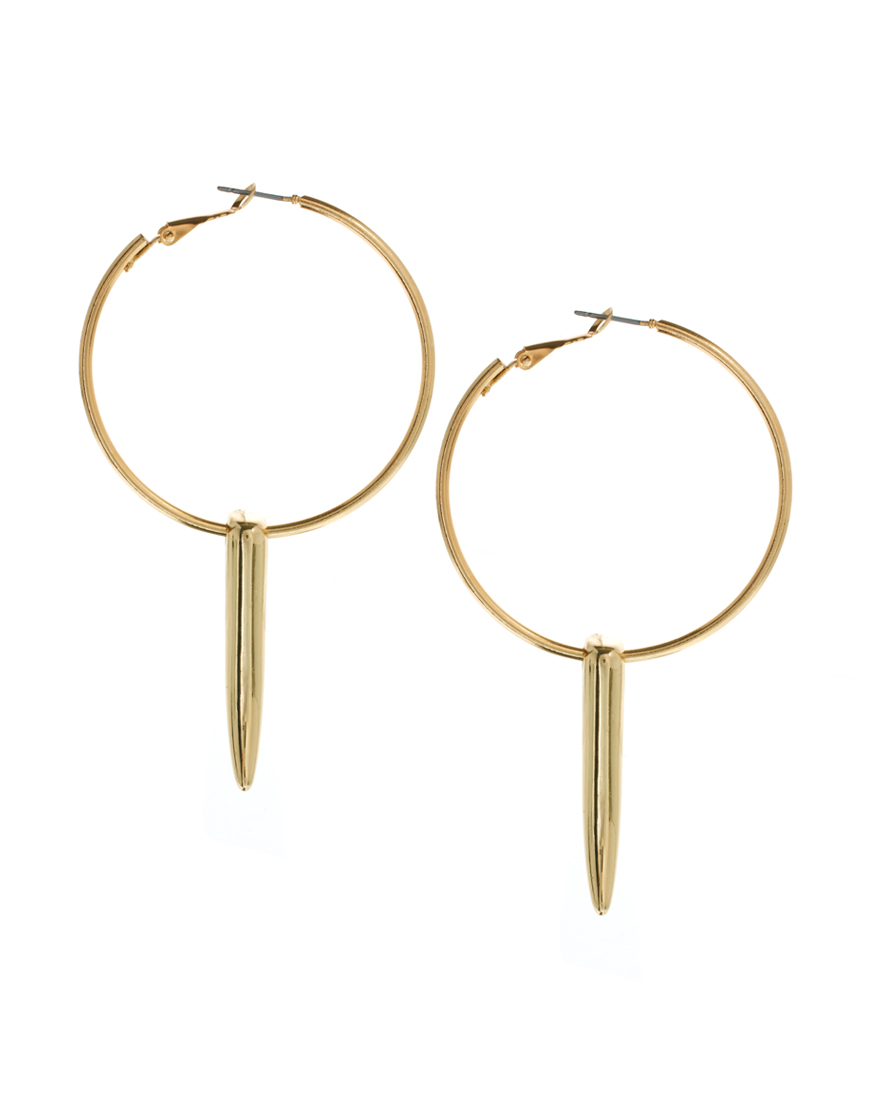 Lyst Asos Horn Hoop Earrings In Metallic Gallery