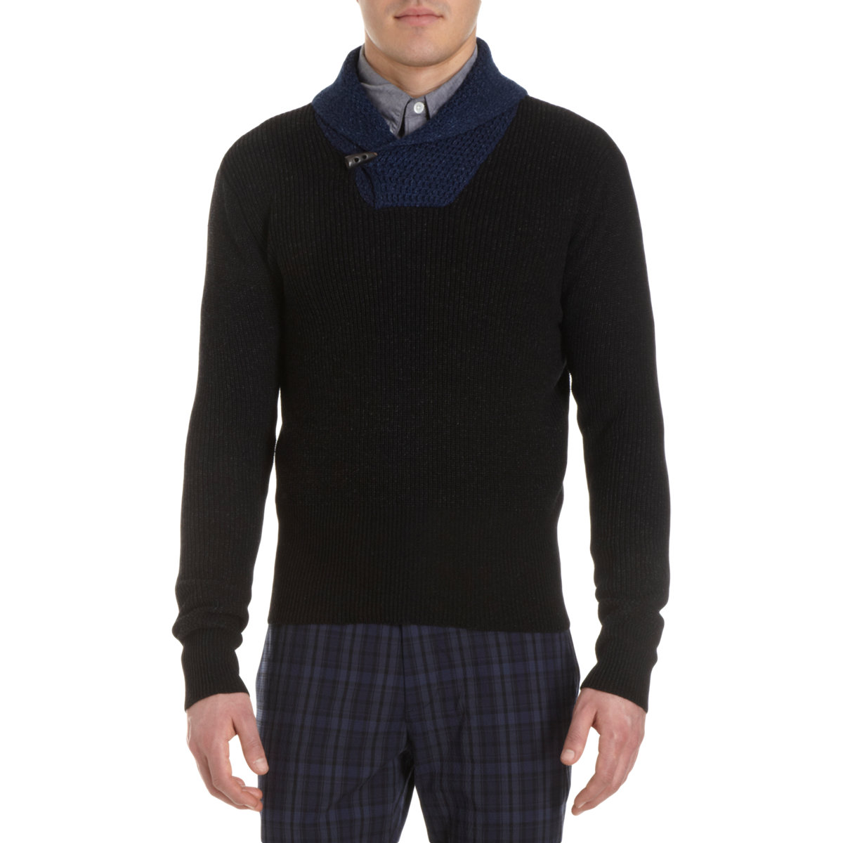 Todd Snyder Shawl Collar Pullover Sweater in Black for Men (denim) | Lyst