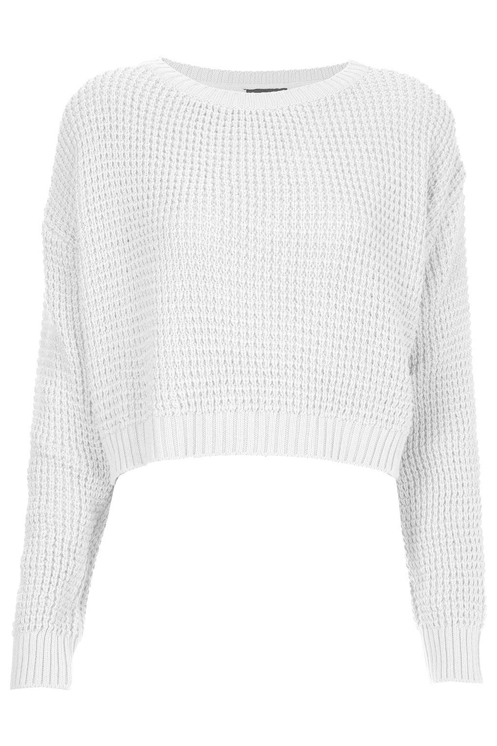 Lyst - Topshop Knitted Textured Crop Jumper in White
