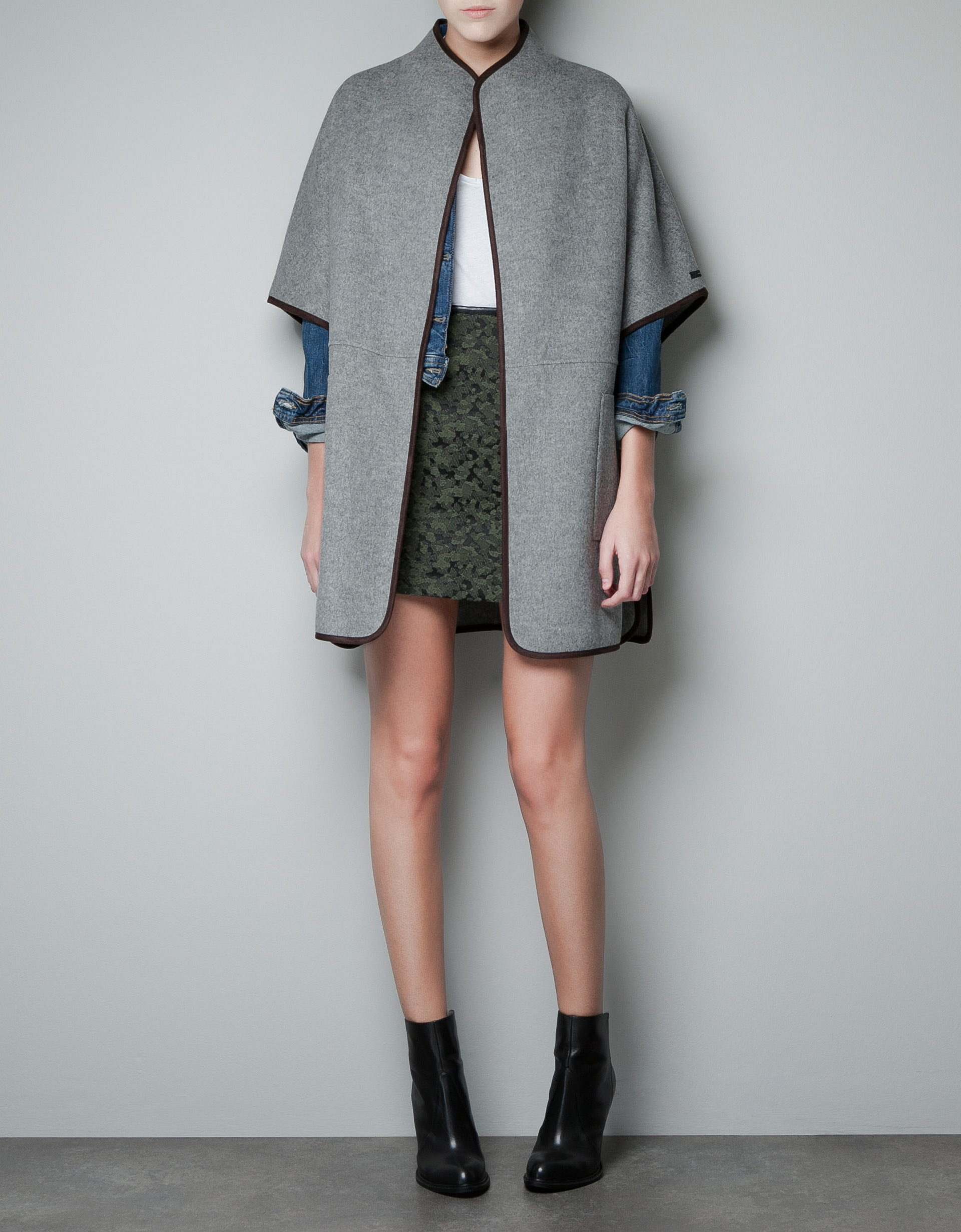 Zara Hand Made Cape in Gray Lyst