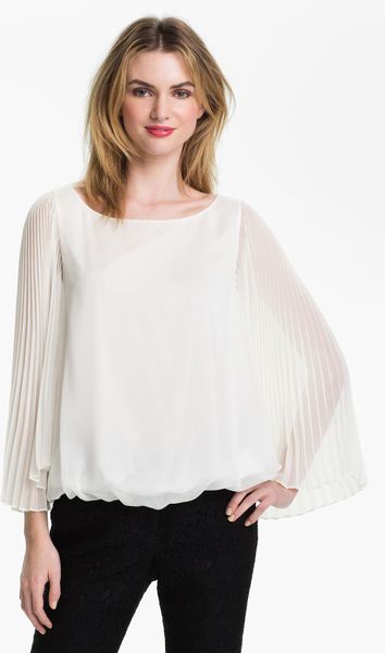 Adrianna Papell Angel Sleeve Chiffon Blouse in White (ivory) | Lyst