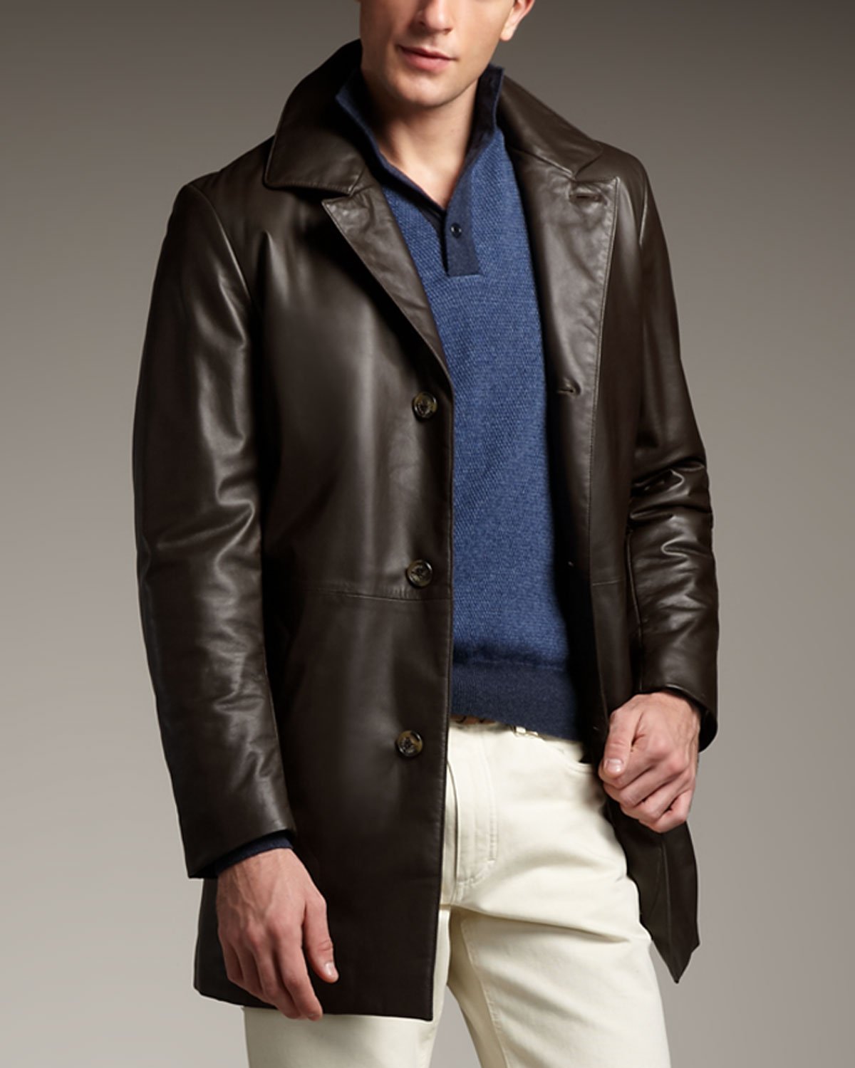 Mens Leather Top Coat | Han Coats