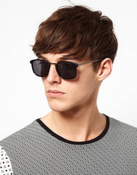 Asos Asos Small Square Sunglasses with Metal Detail in Black for Men | Lyst