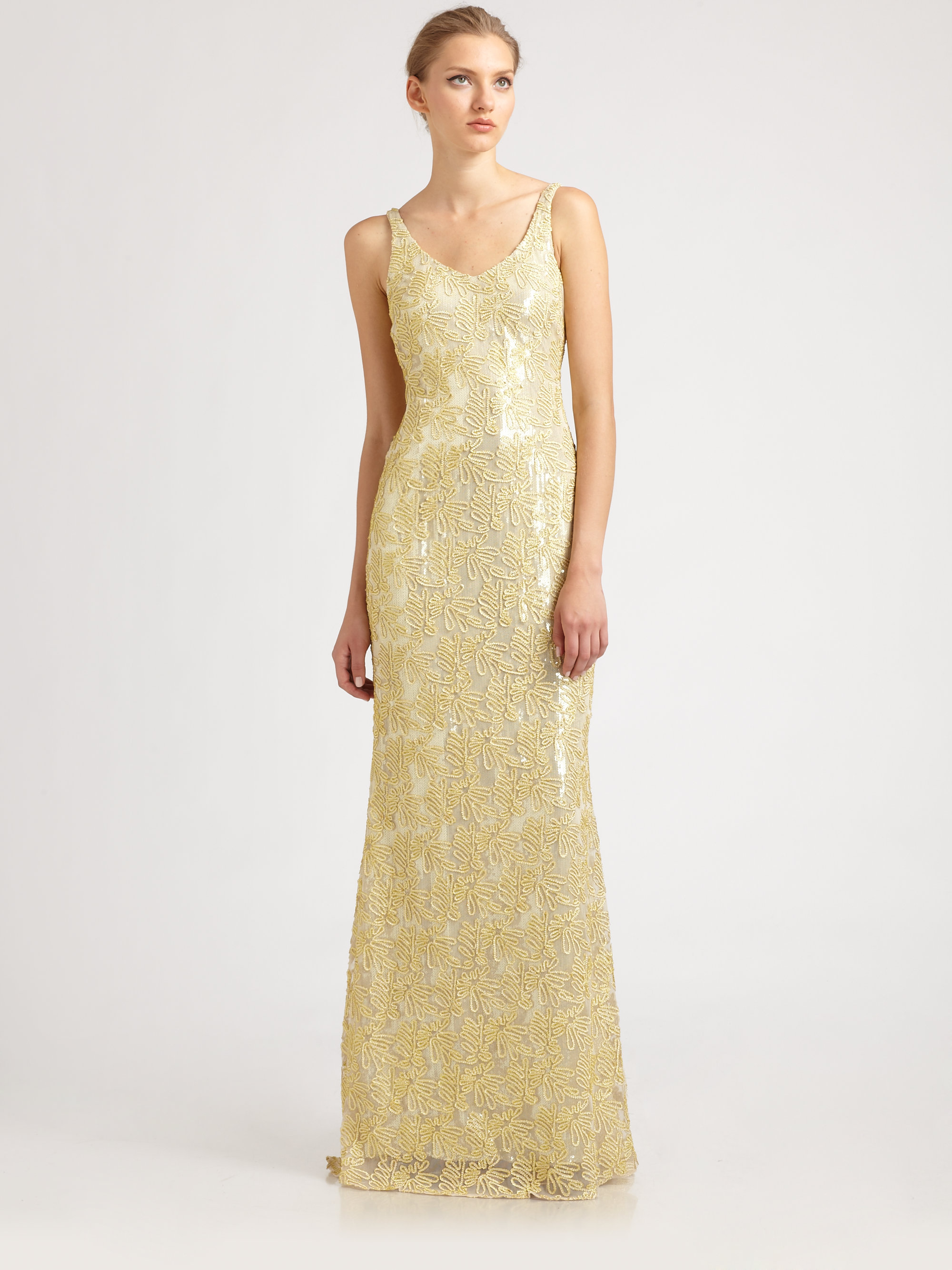 badgley mischka gold dara gown