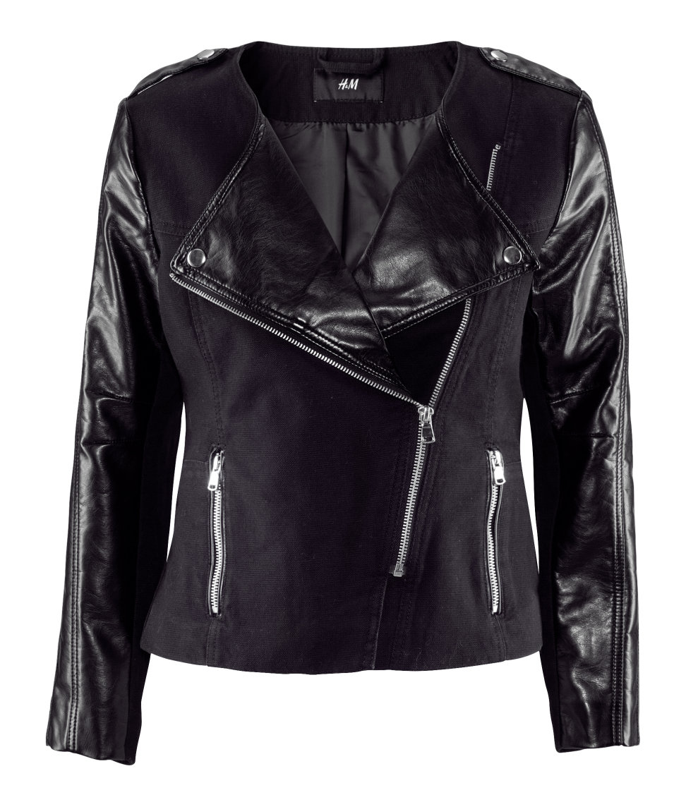 h&m black leather jacket